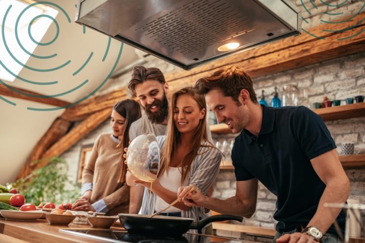 Friends making food